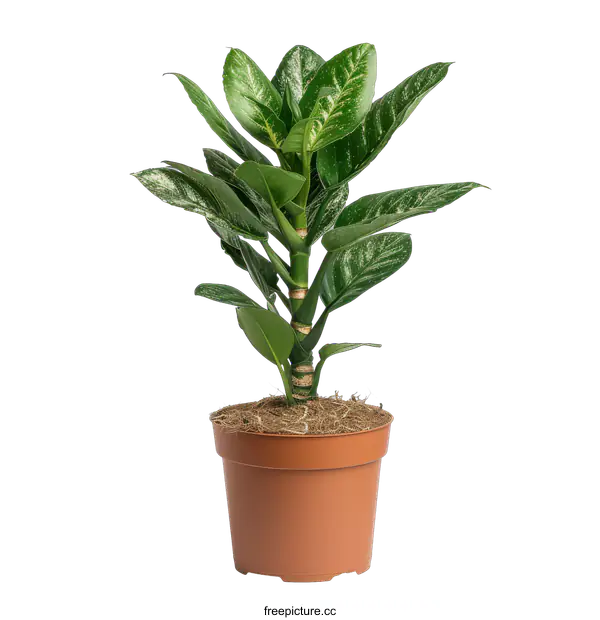 [Transparent Background PNG]Green plant in a pot on black background