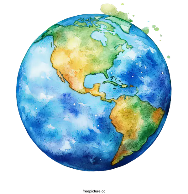 [Transparent Background PNG]Watercolor Painting of the Earth