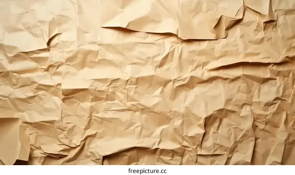 Close-up of crumpled brown paper texture