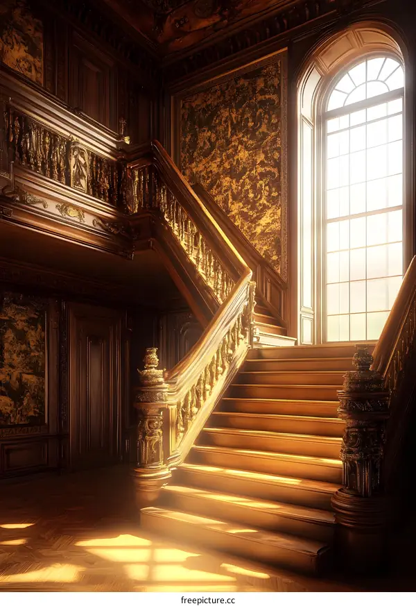 Elegant Wooden Staircase Interior Design