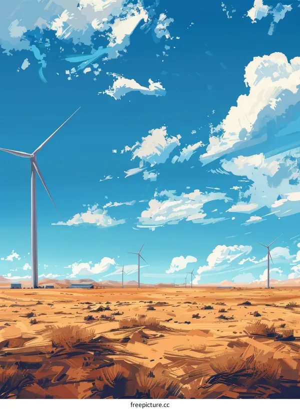 Wind Turbines Harnessing Desert Winds for Clean Energy