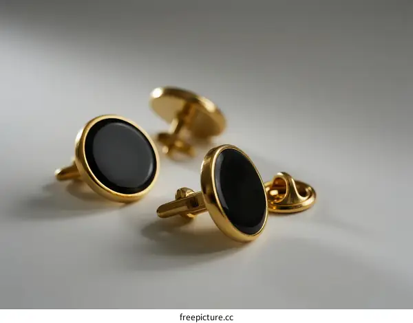 Elegant Gold Plated Cufflinks with Black Onyx Stone