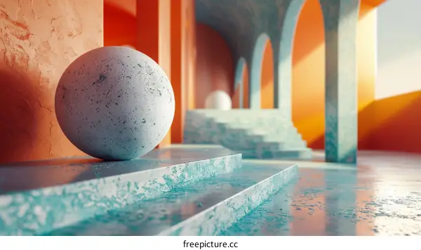 Abstract Interior Design with Marble Effect