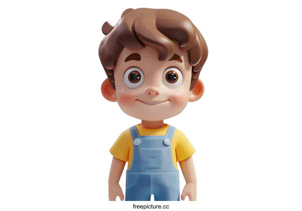 [Transparent Background PNG]Smiling Cartoon Boy on White Background