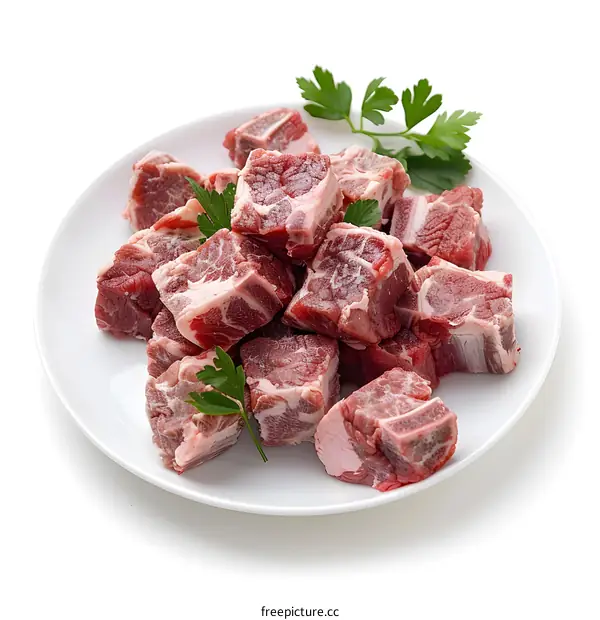 Raw Beef Short Ribs on White Plate