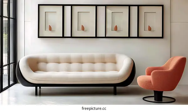 Modern Living Room with Sofa and Armchair