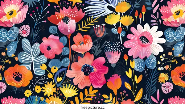 Colorful Floral Pattern Seamless Design