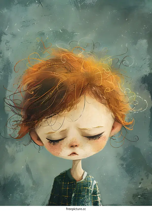 sad girl with orange hair