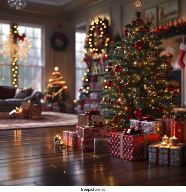 A Living Room Adorned with Christmas Decorations