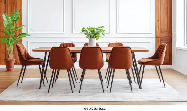 Dining Room with Terracotta Chairs