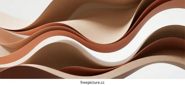 Elegant Curved Paper Waves with Warm Earth Tones in Abstract Design