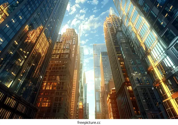 City Skyline with Modern High-Rise Buildings