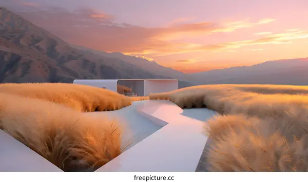 Minimalist Modern House with Sunset View in the Desert