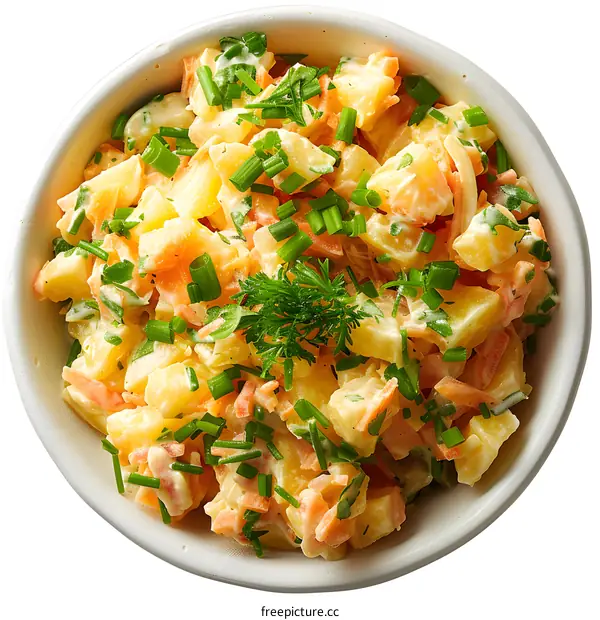 Potato salad with carrots and chives