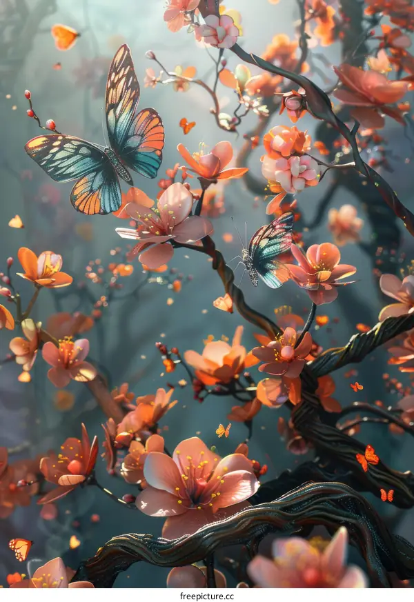 Spring Blossom Fairy Forest Illustration