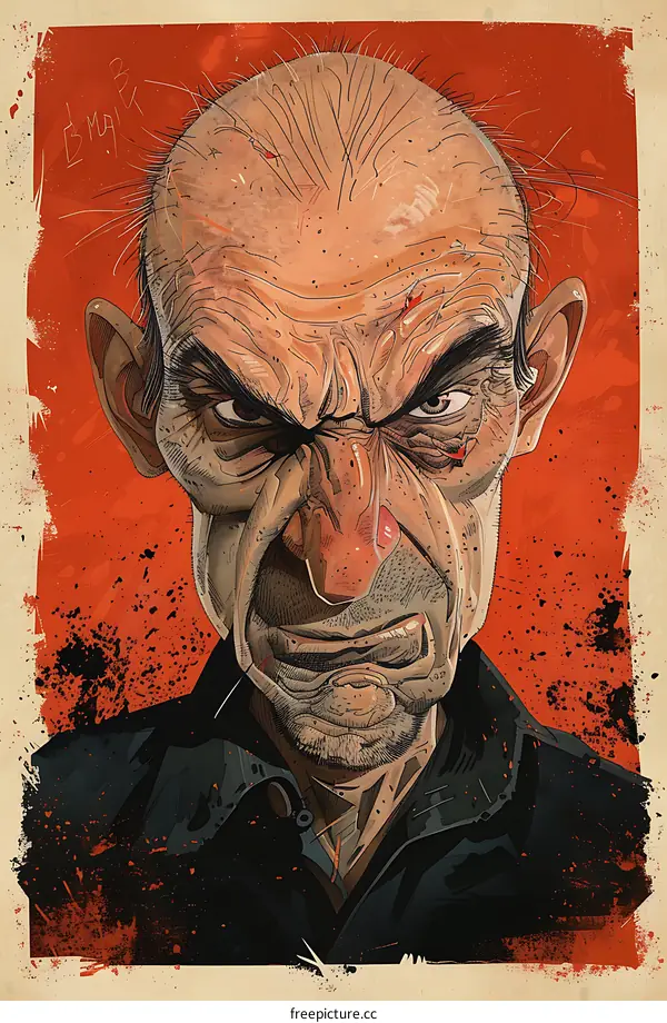 Angry Old Man Portrait Illustration