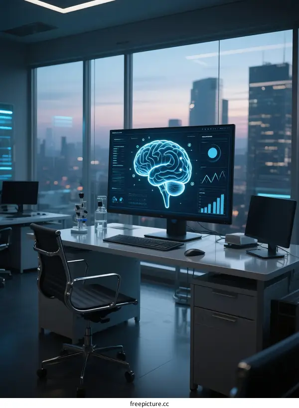 Modern Office with Brain Interface for Neural Data Analysis