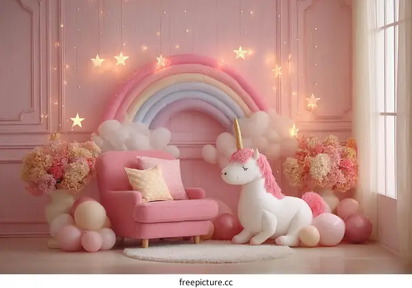 Pink Unicorn Nursery Room Decor