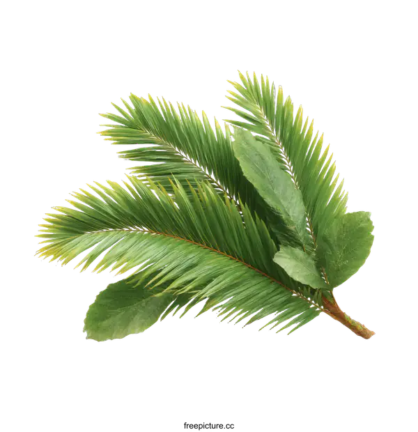 [Transparent Background PNG]Tropical Palm Leaves Isolated on White Background