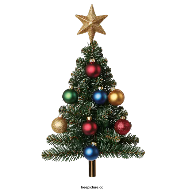 [Transparent Background PNG]Ornament Decorated Christmas Tree Isolated on White Background