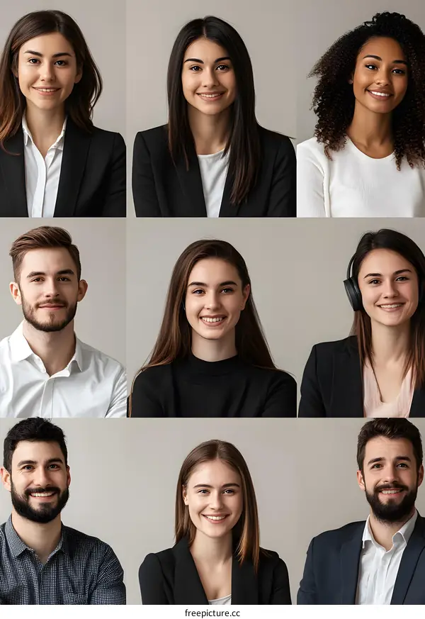 Portrait of Diverse Group of People Smiling
