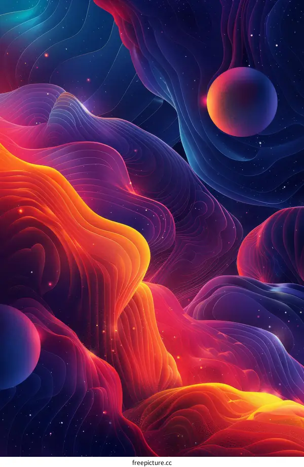 Abstract Colorful Space Waves Illustration