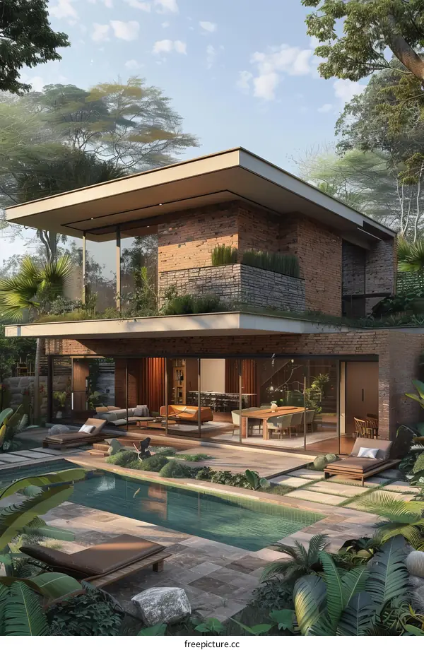 Modern Tropical House Exterior with Swimming Pool