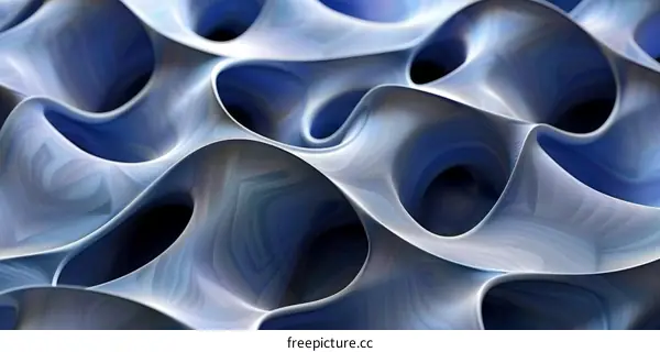 Blue and white abstract 3D rendering of a bumpy surface
