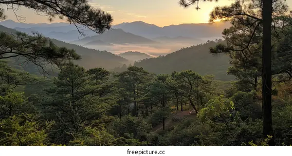 A beautiful landscape of a mountain range with a valley in the foreground