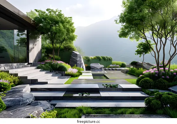 Modern style villa courtyard landscape design renderings