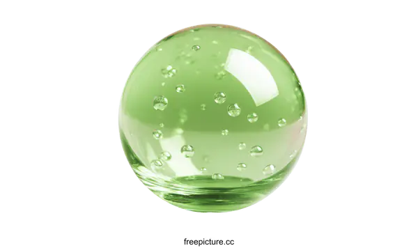 [Transparent Background PNG]Emerald Green Glass Orb with Bubbles