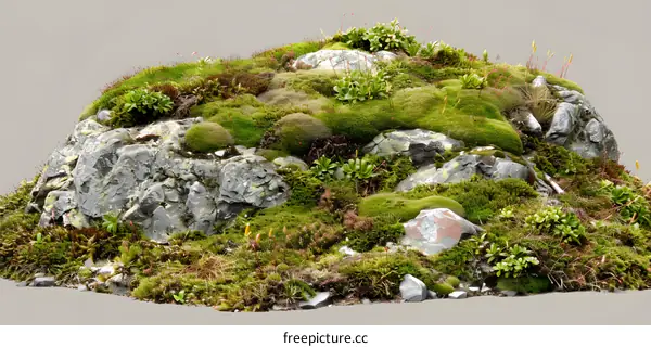 Green Mossy Rock Formation