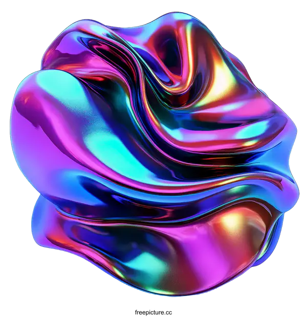 [Transparent Background PNG]Abstract iridescent fluid shape design