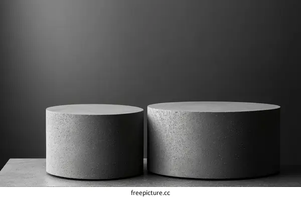 Modern Grey Concrete Display Cylinders