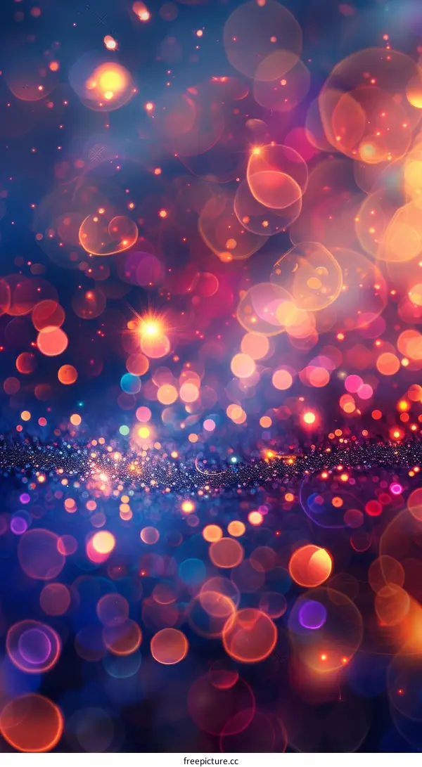 Abstract Blue and Orange Glitter Bokeh Background