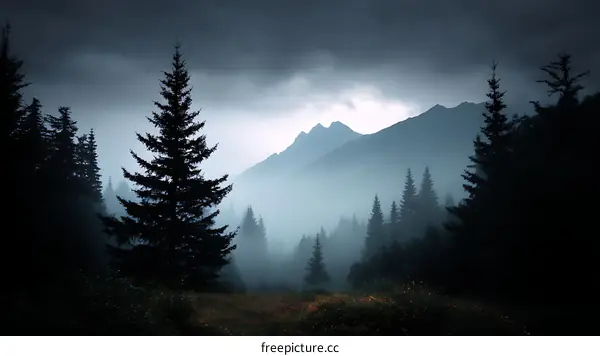 Misty Mountain Forest Scenery