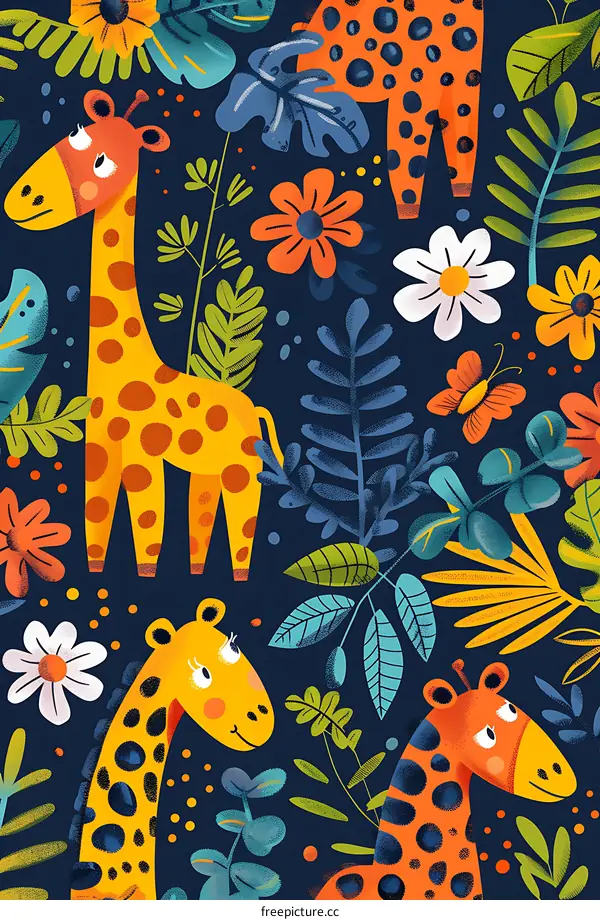 Jungle Giraffe Seamless Pattern