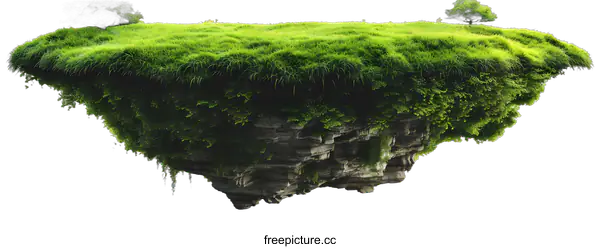 [Transparent Background PNG]Green Grass Floating Island