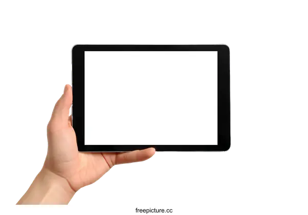 [Transparent Background PNG]Hand holding a tablet with blank screen