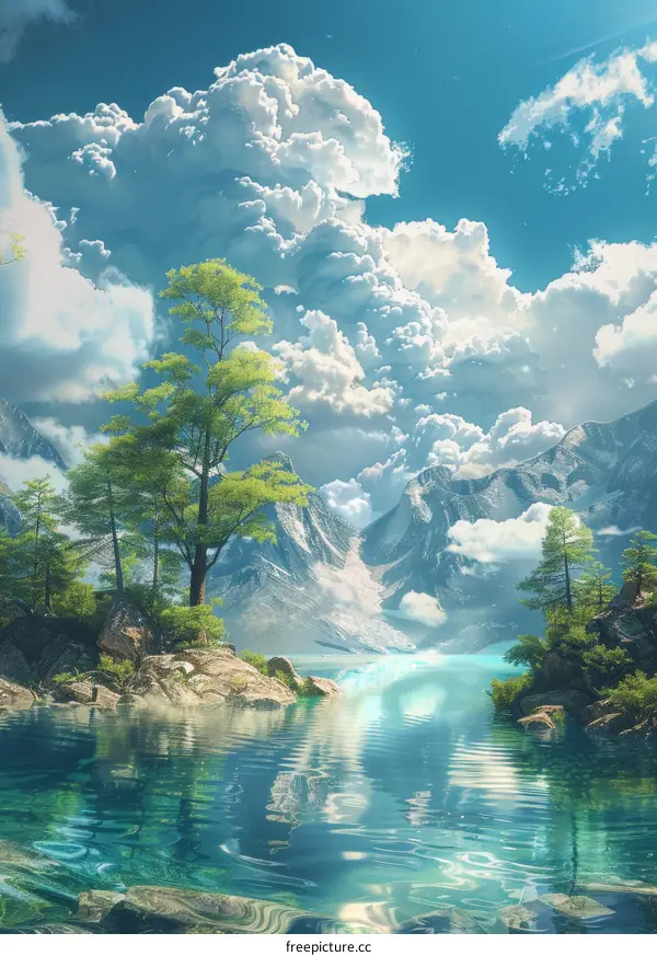 Enchanting Lake Amidst Majestic Mountains