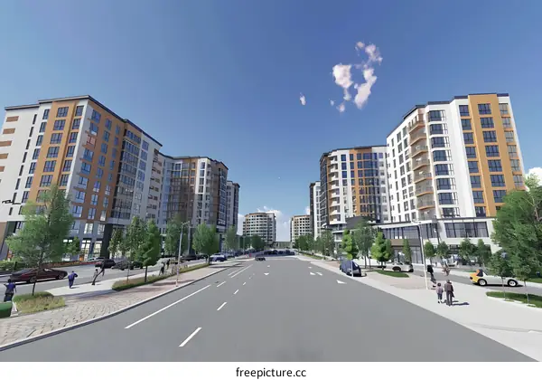 Modern Residential Buildings in City