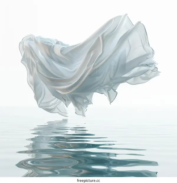 White cloth floating above water surface