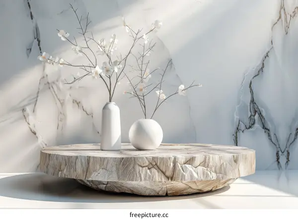 Modern Minimalist Home Decor Scene with Flowers