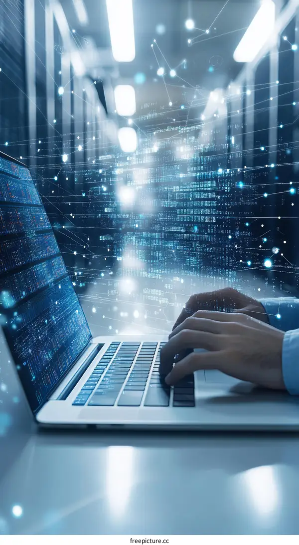 Modern Technology Data Coding in Server Room