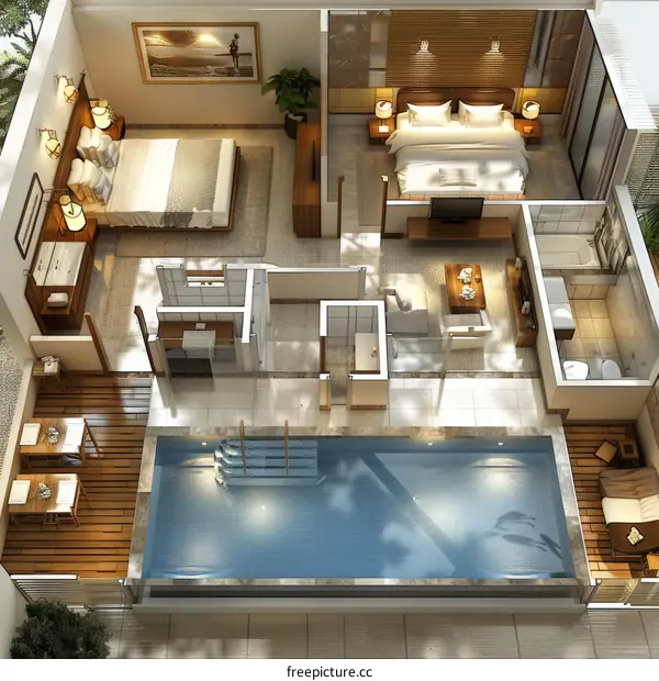 Luxury Villa Floor Plan with Swimming Pool