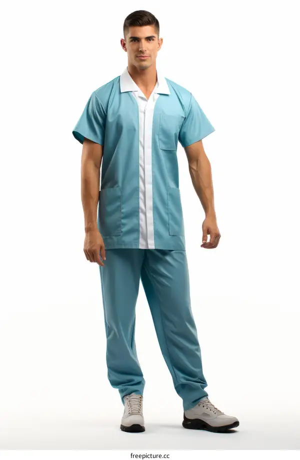 Blue and white scrubs