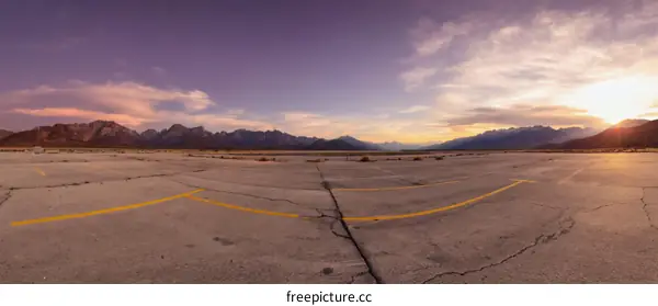 Abandoned Airport Runway at Sunset