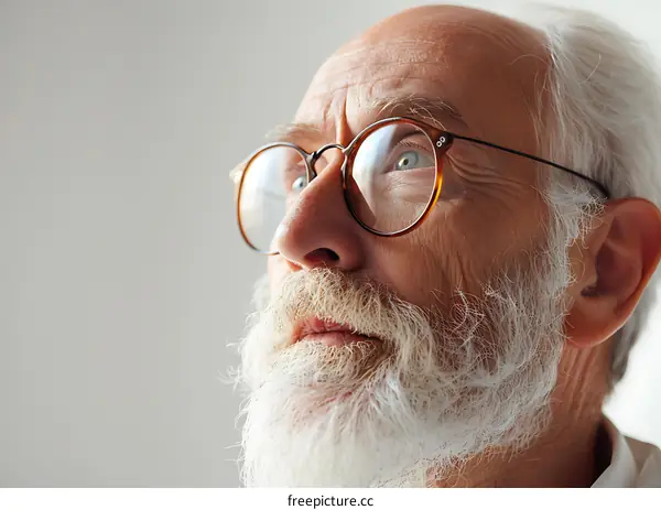 Close up portrait of a thoughtful senior man