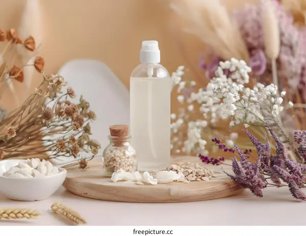 Natural Skincare Products with Dried Flowers