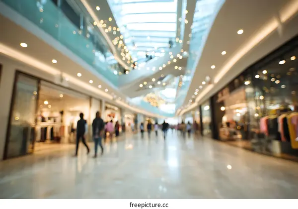Blurred Interior of a Modern Shopping Mall